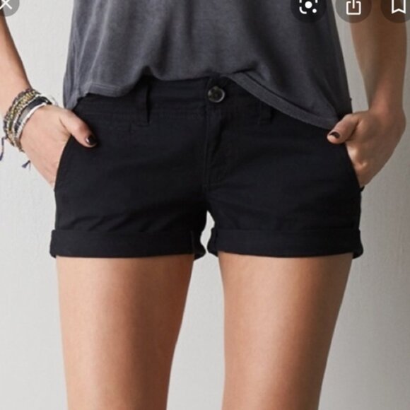 American Eagle Outfitters Pants - American Eagle Black Midi Shorts Size 10